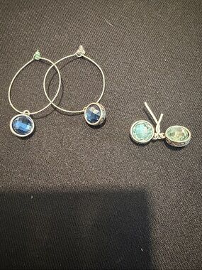 Beautiful faceted Blue Gemstone Hoop interchangeable Earrings - Women Jewelry